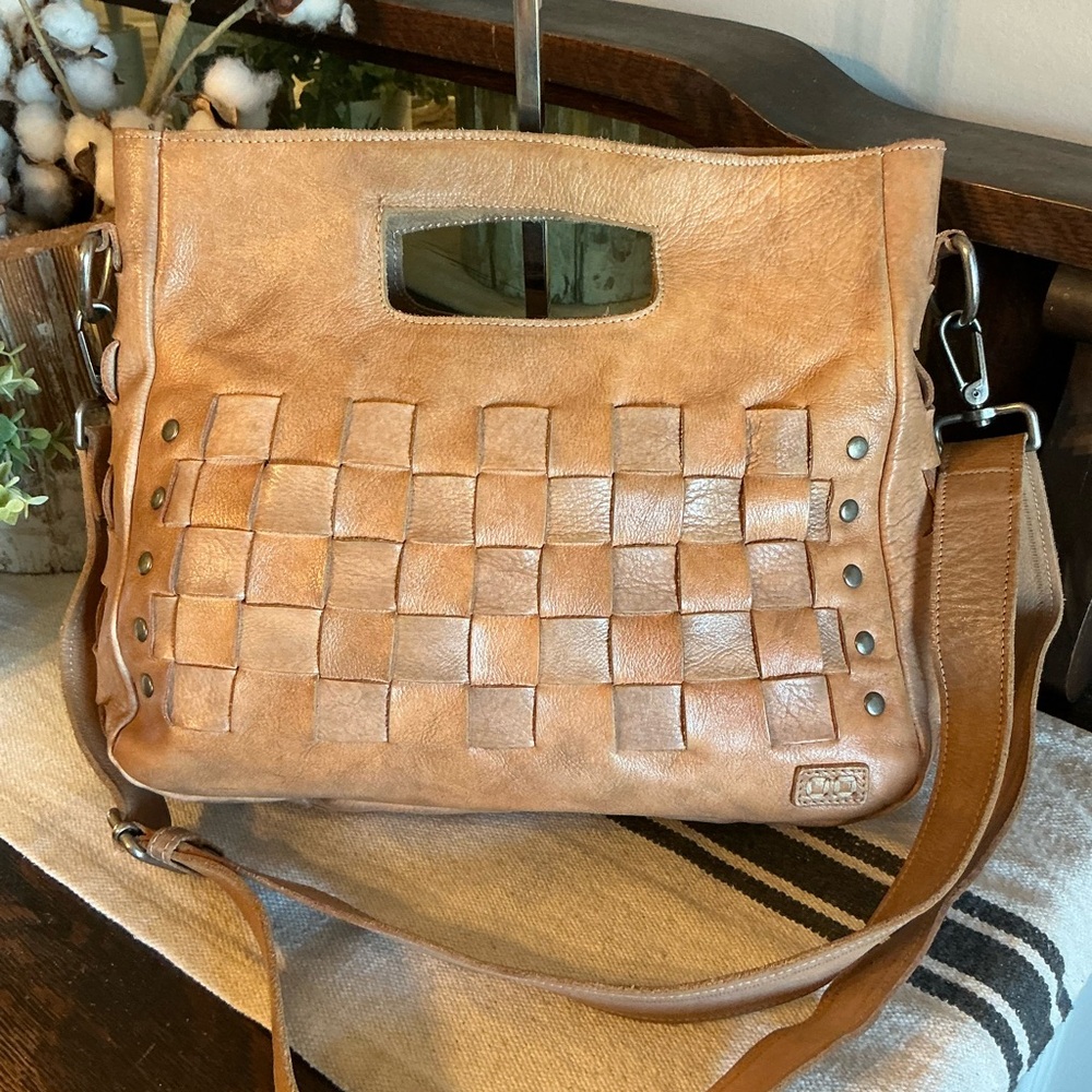 Bed Stu Orchid Leather Satchel Handbag Crossbody Bag Taupe Driftwood MSRP $280 - Picture 10 of 14